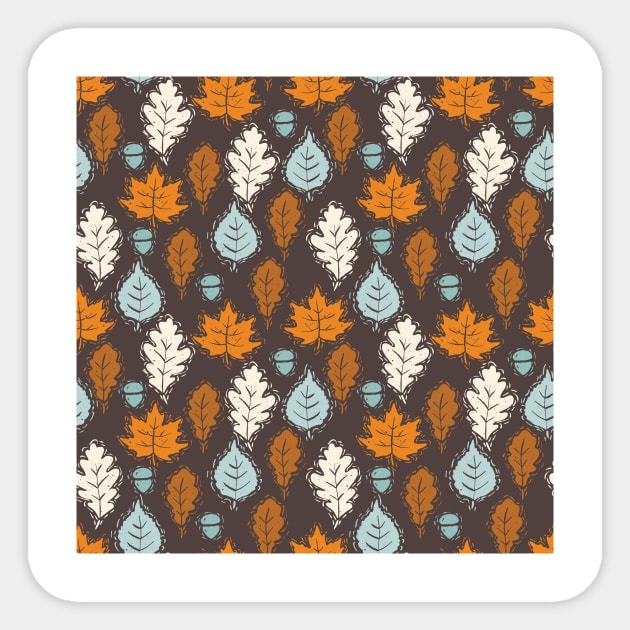 Linocut Autumn Fall Leaves Sticker by Farissa